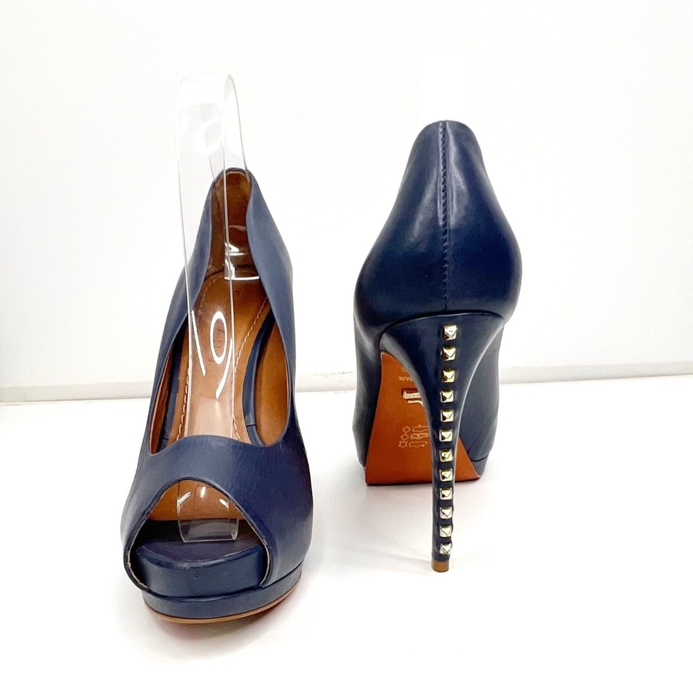 CARRANO Peep Toe Studded Heel Blue‎ Platform Pumps 9